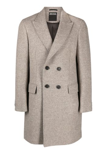 Zegna double-breasted wool coat - Marrone