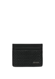 Zegna textured embossed-logo cardholder - Nero