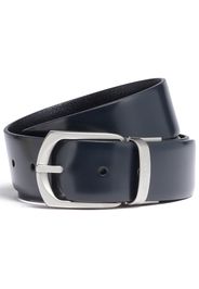 Zegna leather reversible engraved logo belt - Blu