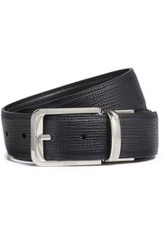 Zegna leather engraved logo belt - Nero