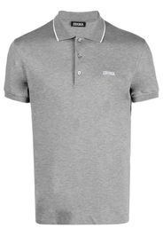 Zegna embroidered-logo polo collar - Grigio