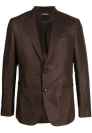 Zegna single-breasted linen blazer - Marrone