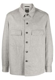 Zegna button-up cashmere shirt jacket - Grigio