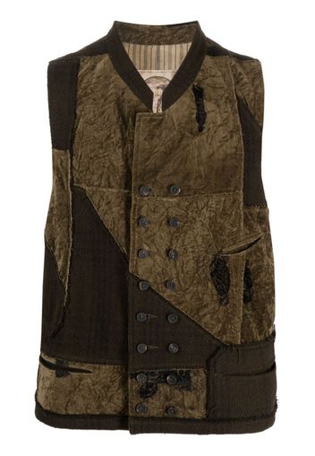 Ziggy Chen patchwork double-breasted waistcoat - Verde