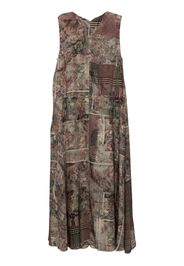 Ziggy Chen abstract-print midi dress - Marrone