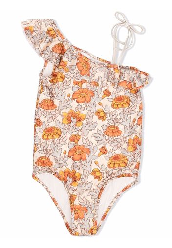 ZIMMERMANN KIDS floral-print one-shoulder swimsuit - Toni neutri