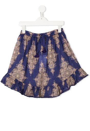 ZIMMERMANN Kids Anneke patterned flounce skirt - Blu