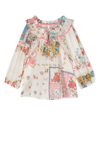 ZIMMERMANN Kids floral-print cotton blouse - Toni neutri