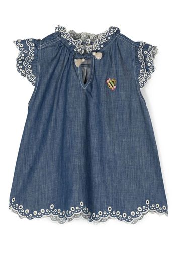 ZIMMERMANN Kids broderie-anglaise denim dress - Blu