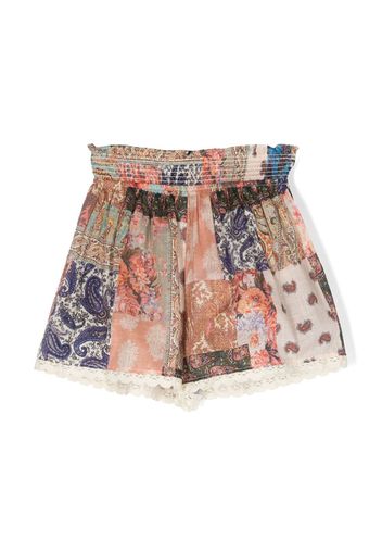 ZIMMERMANN Kids paisley-patchwork cotton shorts - Rosa