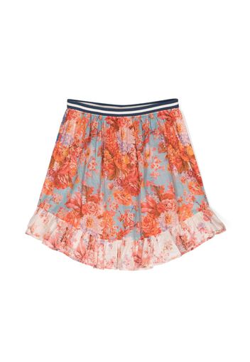 ZIMMERMANN Kids floral-print ruffle-detail skirt - Rosa