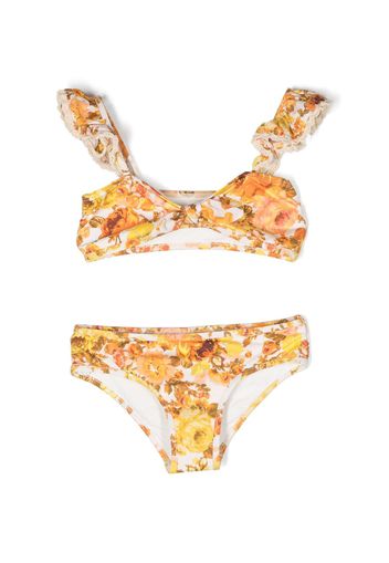 ZIMMERMANN Kids floral-print bikini set - Bianco