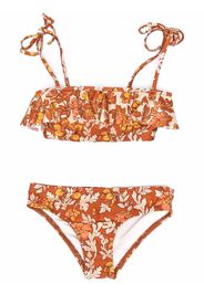 ZIMMERMANN KIDS floral-print ruffled bikini set - Arancione