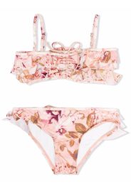 ZIMMERMANN KIDS floral-print bikini set - Toni neutri