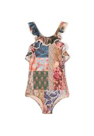 ZIMMERMANN Kids ruffled patterned-jacquard swim suit - Toni neutri