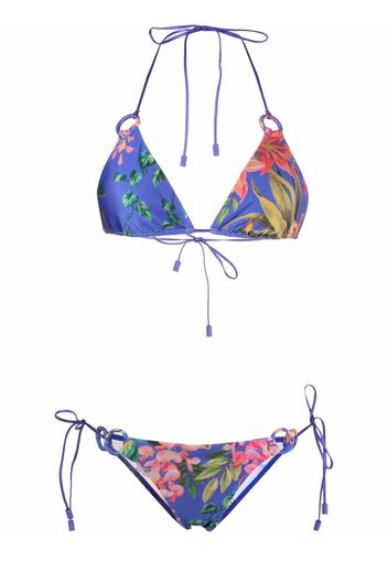 ZIMMERMANN Set bikini Tropicana a fiori - Blu