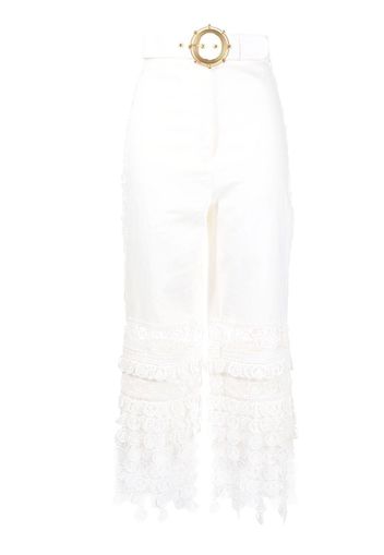 ZIMMERMANN high-waisted embroidered-design trousers - Bianco