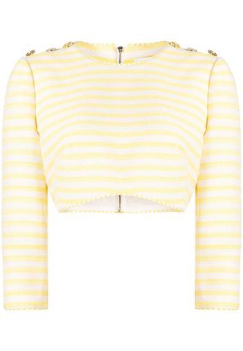 ZIMMERMANN embroidered-striped cropped top - Giallo