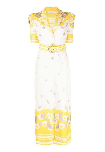 ZIMMERMANN boat-print belted jumpsuit - Bianco