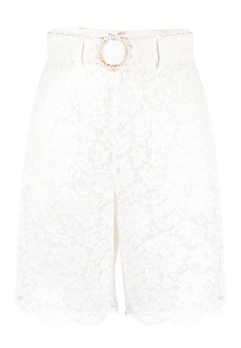 ZIMMERMANN belted lace knee-length shorts - Bianco