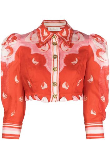 ZIMMERMANN sailboat-print cropped blouse - Rosso