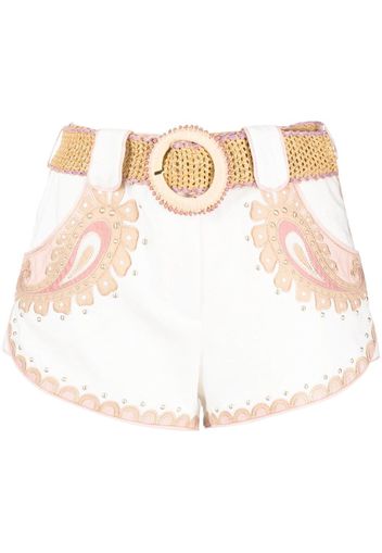 ZIMMERMANN embroidered belted shorts - Bianco