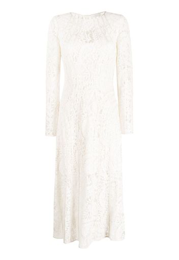 ZIMMERMANN Devi floral-lace panelled midi dress - Toni neutri