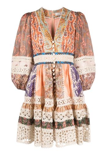 ZIMMERMANN Devi paisley-print linen minidress - Toni neutri