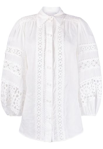 ZIMMERMANN Devi spliced billow blouse - Bianco