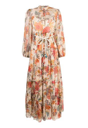 ZIMMERMANN Ginger floral-print silk midi dress - Toni neutri