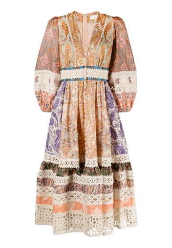 ZIMMERMANN mix-print midi dress - Toni neutri