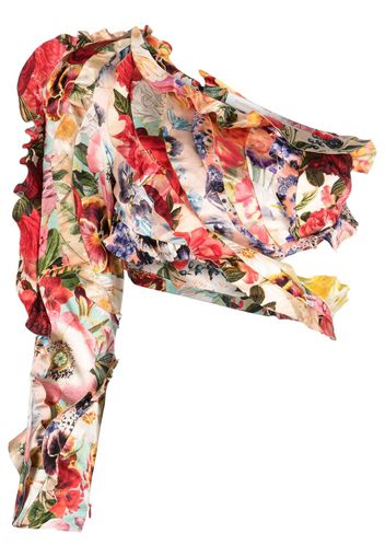 ZIMMERMANN one-shoulder floral-print blouse - Toni neutri