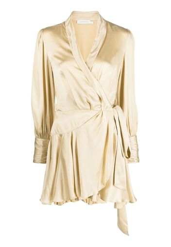 ZIMMERMANN ruffled silk wrap minidress - Toni neutri