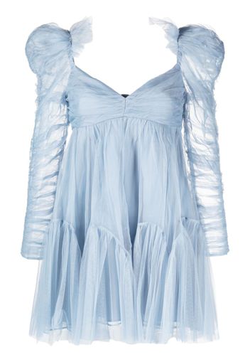 ZIMMERMANN puff-sleeve ruched tulle minidress - Blu