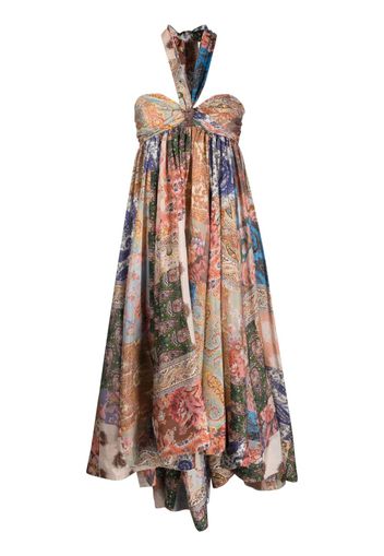 ZIMMERMANN Devi paisley-print halterneck dress - Toni neutri