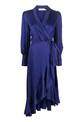 ZIMMERMANN ruffled silk wrap midi dress - Blu