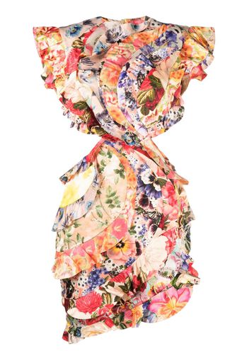 ZIMMERMANN Spliced floral-print mini dress - Rosa