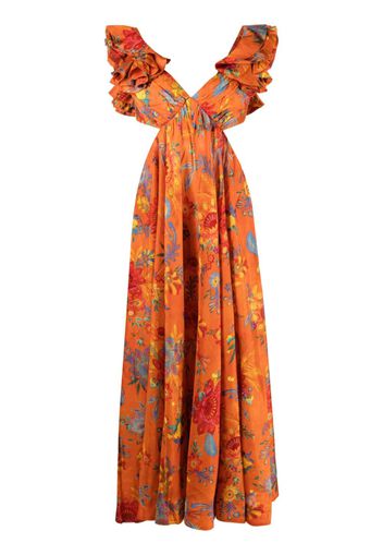 ZIMMERMANN Ginger floral-print silk midi dress - Arancione