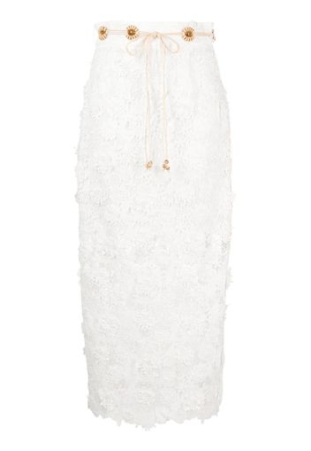 ZIMMERMANN Raie lace midi skirt - Bianco