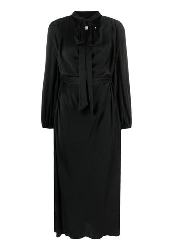 ZIMMERMANN tie-neck gathered silk mididress - Nero