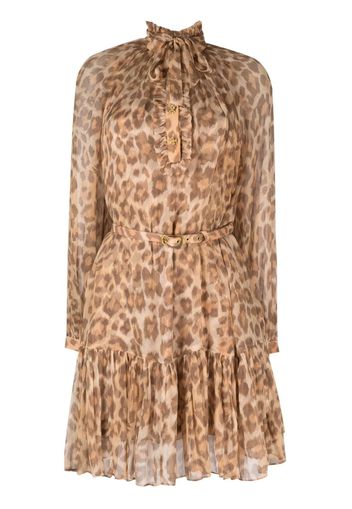 ZIMMERMANN leopard-print belted-waist minidress - Marrone