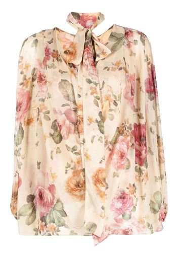 ZIMMERMANN floral-print bishop-sleeved blouse - Toni neutri