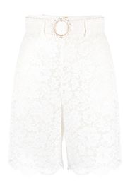 ZIMMERMANN belted lace knee-length shorts - Bianco