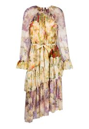 ZIMMERMANN floral-print tiered midi dress - Marrone