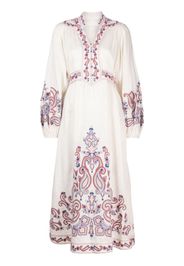 ZIMMERMANN Devi floral-embroidery midi dress - Toni neutri