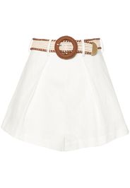 ZIMMERMANN Halliday Tuck belted linen shorts - Toni neutri