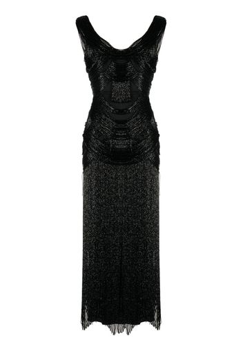 Zuhair Murad Abito lungo con frange - Nero