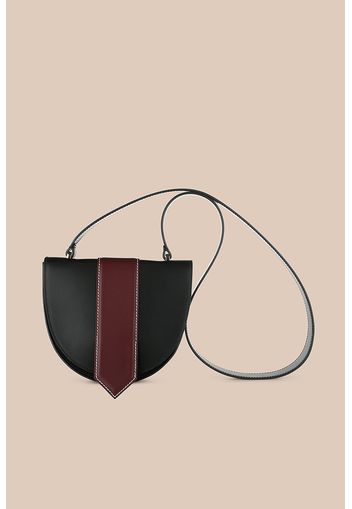 Cross Body Bag In Pelle Bicolor Nera E Bordeaux