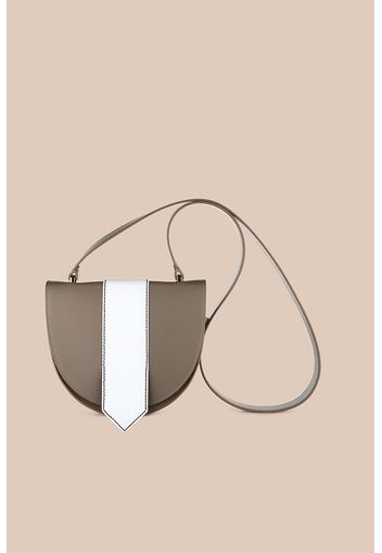 Cross Body Bag In Pelle Bicolor Tortora E Bianco