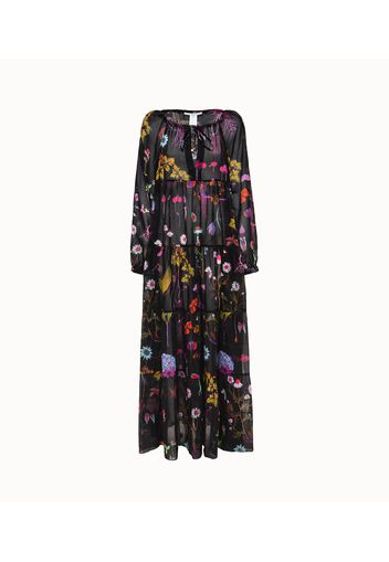 stella mc cartney beachwear abito lungo in misto seta motivo flowers